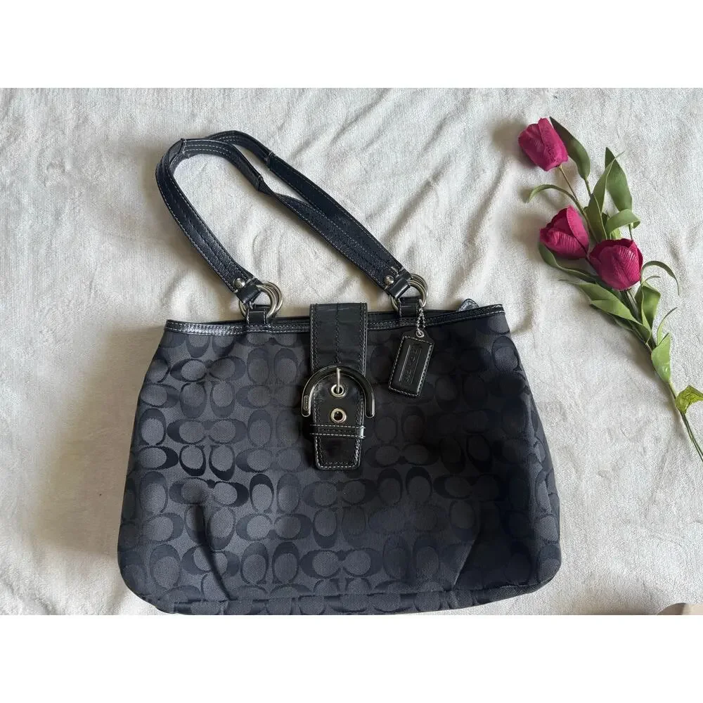 Coach Soho Signature East West Buckle Tote Shoulder Bag F18750